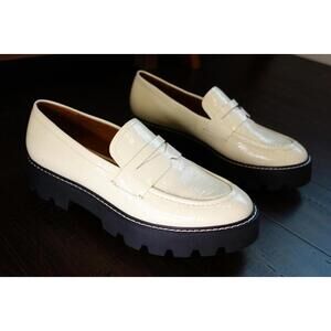 Franco Sarto Chunky Sole Cream Off White Patent Loafers